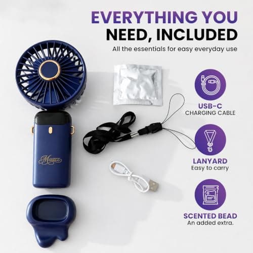 MAAZZ N15 Portable Handheld Fan, 5 Speeds, Digital Display, Lavender — view 6
