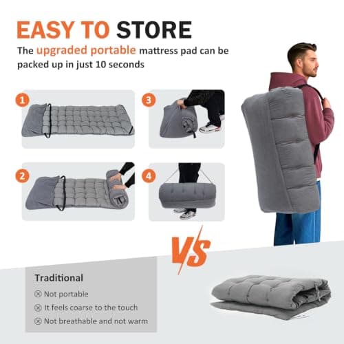 ATORPOK SHOP Camp Beds for Adults, Folding Camping Cot with Cushion — view 2