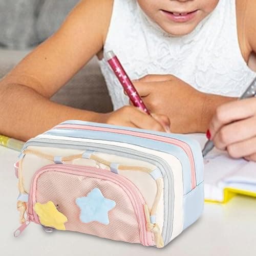 Portable Multi-Layer Pencil Case Organizer, Portable Design, 21x11x7.5cm, Stationery Pouch, Cute Pencil Case, Holds Multiple Stationery Tools, for Kids, Students, Girls — view 3