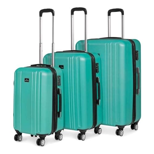 Dellonda Suitcase Set 3-Piece Lightweight Hard Shell Luggage with TSA Lock - 20", 24", 28" - Teal