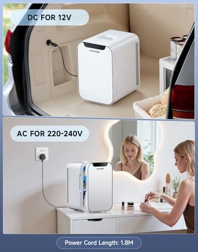 KOMORE Mini Fridge, 18L Portable Small Fridge, Cooler & Warmer, White — view 5