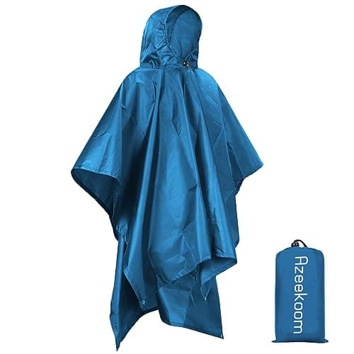 Azeekoom Rain Jacket Rain Poncho, Raincoat Waterproof Unisex Camping Tent Camping Blanket 3-in-1 Multifunctional Rain Cape for Outdoor Picnic Trekking Camping Fishing Hunting Trip (Dark Blue)