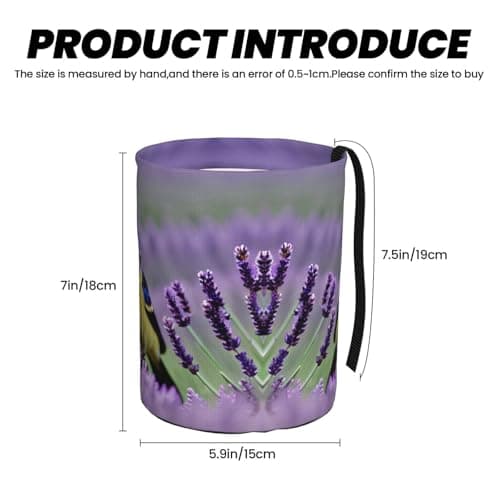 MDATT Bird In Purple Lavender Floral Flowers Car Trash Can Leak-Proof Organizer For Long Road Trips And Family Vacations — view 3