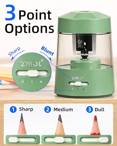 ZMOL Electric Pencil Sharpener 6-12mm Jumbo Colored&No.2 Pencils Grey-Green — view 3