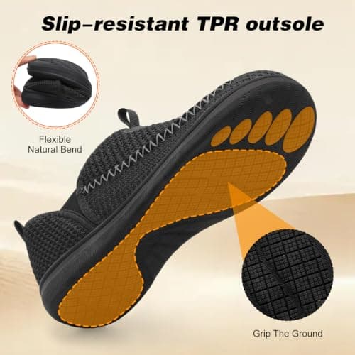 JOINFREE Mens Walking Shoes Wide Toe Box Barefoot Trainers Black — view 6