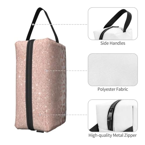JaoXer Large Travel Cosmetic Bag â€“ Reusable rose gold glitter Print Dopp Kit for Toiletries, Portable Organizer for Men and Women, White, One Size — view 3
