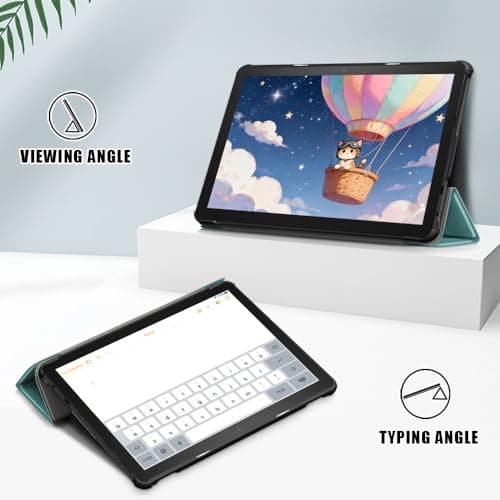 Trifold Stand Case for 10 inch Tablets 2023, TOKILO Slim Lightweight Stand Hard Back Shell Smart Cover with Auto Wake/Sleep, Un Fit for LG10 Tablet, Green — view 3