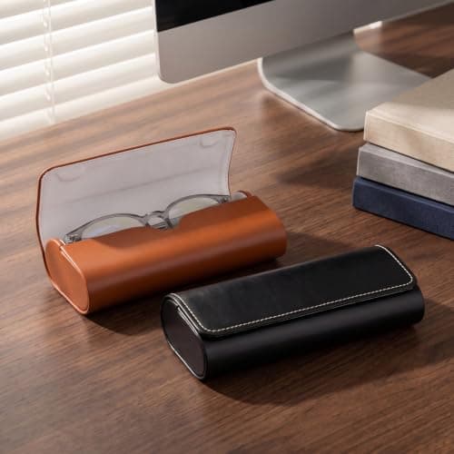 Meralo 2 Pack Hard Shell Glasses Case for Women Men — view 3