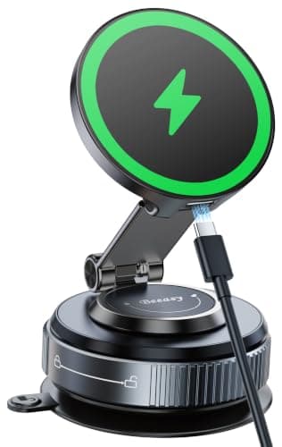 Beeasy for Magsafe Car Mount Charger 15W, Suction Cup Magnetic Phone Holder