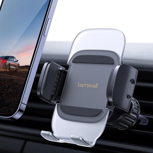 Lamicall Car Vent Phone Holder - [Quick Spring Clip] Car Phone Mount with Metal Hook, Universal Air Vent Cradle for iPhone 17 16 15 14 13 12 Pro Max Plus Air Mini, Samsung S25, 4-7” Phone