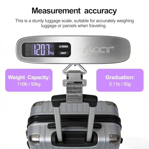 ACCT Luggage Scale with Tare Function, 110 lbs/50 kg Capacity, Gray — view 2