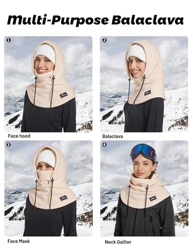 Supertrip Fleece Balaclava Ski Mask for Women Men Youth Beige — view 5