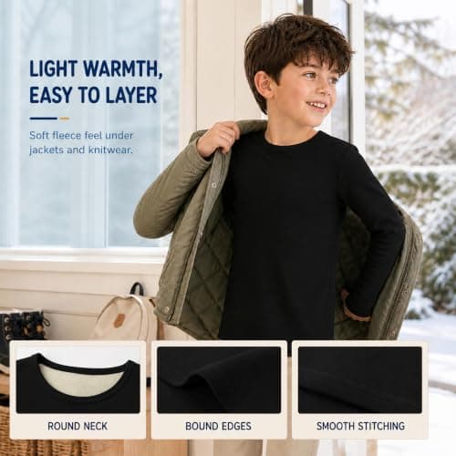 Baogaier Boys Thermal Tops Fleece Base Layer Winter Undershirt 9-10 Years — view 3