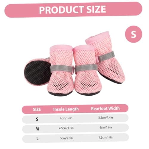 Ameble 4-Pack Breathable Mesh Dog Summer Shoes with Anti-Slip Sole & Reflective Strip, Paw Protective Booties for Outdoor Walking, S — view 2