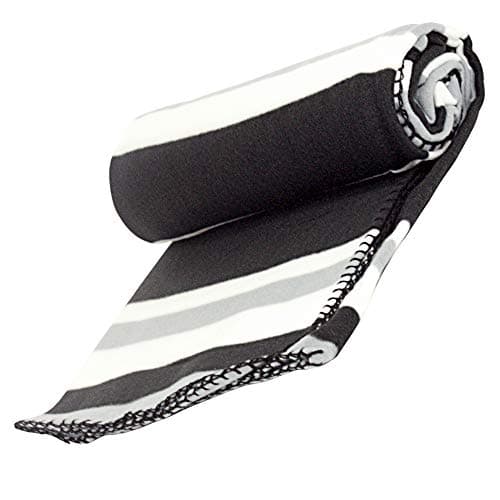 AA Travel Fleece Blanket AA3423-100% Lightweight Polyester 150cm x 120cm Black White Grey Stripes (Pack of 2) — view 3