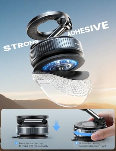 Lamicall Vacuum Magnetic Car Phone Holder, Upgraded Suction Cup Car Mount for Magsafe, 360° Rotatable for iPhone 17 16 15 13 12 Pro/Max/Plus/Air/Mini on Mirror, Smooth Surface, Windscreen - Black — view 3