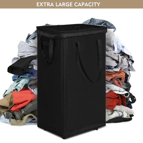 DOKEHOM 90L X-Large Rolling Laundry Basket Hamper on Wheels, Black — view 5