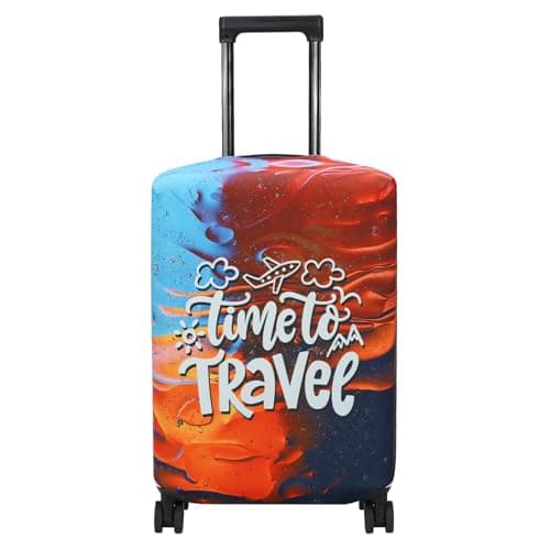 Explore Land Travel Luggage Cover Air Approve Suitcase Protector Fits 18-32 Inches Case, Time to Travel, Small