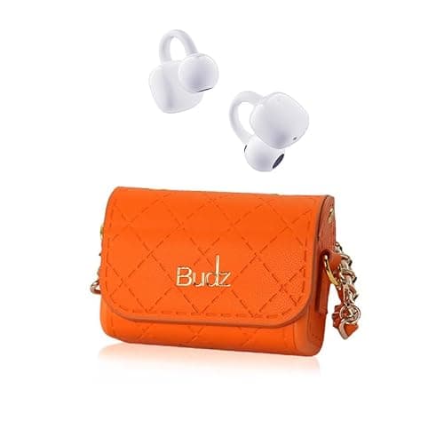 BUDZ Wireless Earbuds with Gift Box for Women, Bluetooth 5.4 Headphones with leather bag, Hi-Fi Dual-Magnetic Diaphragm Earphone, 36H Battery, ANC, 360° Spatial Immersion (HMS Orange)