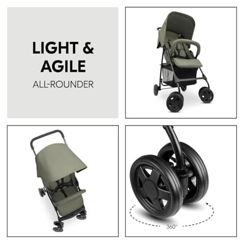 hauck Sport, Olive - Super Lightweight Travel Pushchair with Raincover (only 5.9 kg) Compact & Foldable, Fully Reclining, XL Storage Basket, from Birth up to 15 kg — view 3