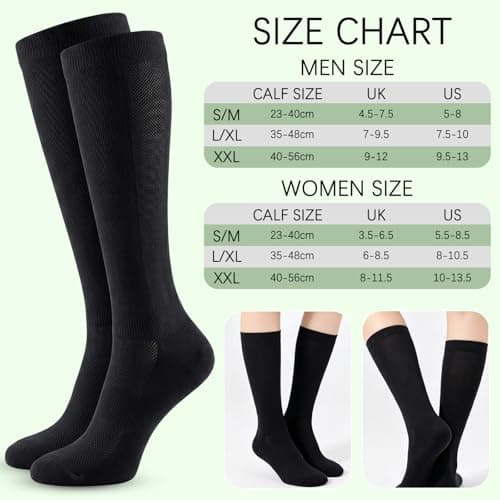 YANJINGSHE 3 Pairs Compression Socks for Women – 20-30mmHg Graduated Compression Knee High – for Nurses, Flying & Long Standing – Relieve Swelling & Varicose Veins – Black — view 2