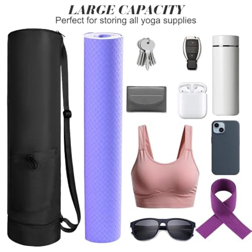 Aucuu Yoga Mat Bag, Yoga Mat Carrier with Pockets Watreproof, Yoga Mat Bag Large with Adjustable Carry Strap, Bottle Pocket and Wet Compartment, Yoga Mat Carry Bag, Gym Pilates Bag for Women Men — view 6