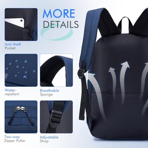 BAGZY 40x30x15cm Underseat Cabin Bag Luggage Waterproof Travel Backpack Under Seat Hand Luggage 40 x 30 x 15 British Airways jet2 Laptop Rucksack 14 Inch Lightweight Small Daypack for Work Blue — view 5
