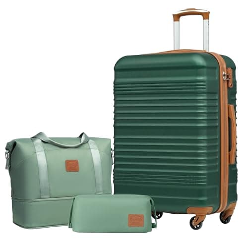COOLIFE Luggage Sets 3 Piece 24 Inch Suitcase Large ABS+PC Hard Shell TSA