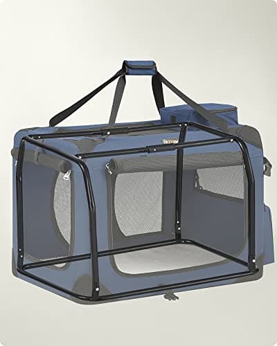 Feandrea Foldable Pet Carrier Bag, Portable Cat Dog Carrier, Soft Sided Pet Travel Carrier with Breathable Mesh, with Handles, Storage Pockets, 70 x 52 x 52 cm, Dark Blue PDC70Z — view 6