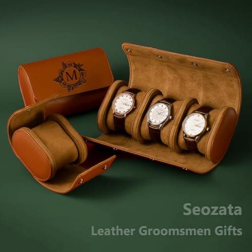 Personalised Watch Case for Men and Women, Customized PU Leather Travel Watch Case Roll Organizer For Dad, Engraved Name, Handcrafted Gift for Grandpa, Boy Friend, Watch Collector, Father's Day Gifts — view 6