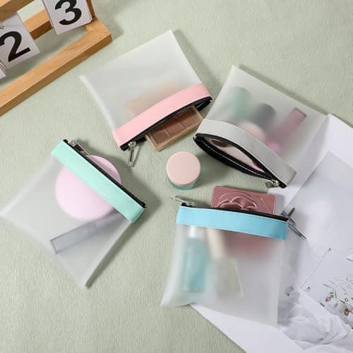 4 Pcs Clear Mini Makeup Bag, 4.9x4.5 Inch Waterproof Zipper Pouch, Small Cosmetic Bag for Women Travel Organizer, Coin Purse, Daily Toiletries Travel Office Supplies — view 4