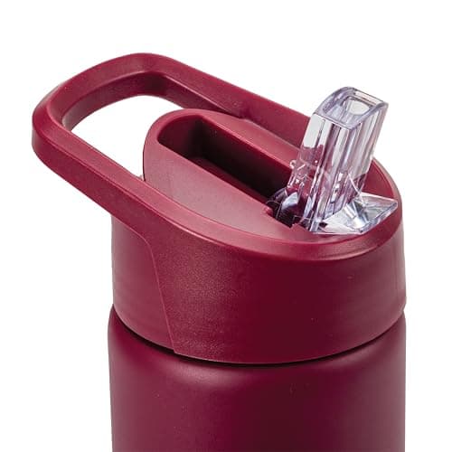 Smash Stainless Steel Water Bottle with Flip Top Lid and Straw - Merlot 750ml — view 6