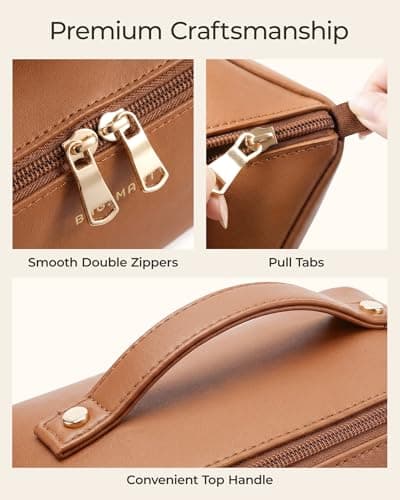 BAGSMART Large Travel Makeup Cosmetic Bag, Lay Flat, Clear Brush Pocket — view 6