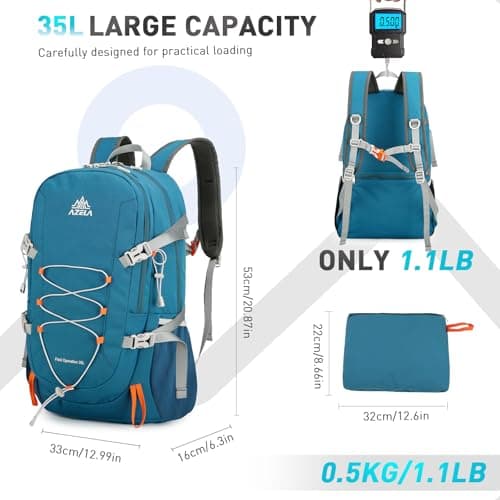 Geila Rucksack 35L Hiking Backpack，Mountaineering Backpack with Rain Cover for Travelling Outdoors Camping Mountaineering Hiking Cycling Climbing (35L-Blue) — view 4
