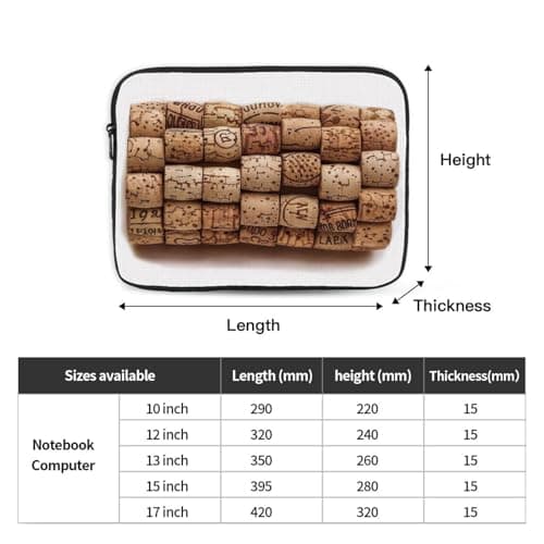 Wine cork Print Laptop Sleeve, Compact Portable Protection for 17 inch Devices, Pad Tablet, Work, Travel & Office Use — view 4