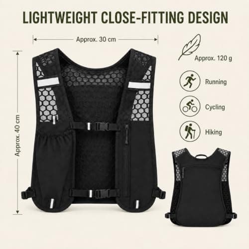 Qoibraze Running Vest for Women and Men, Lightweight Hydration Backpack — view 5
