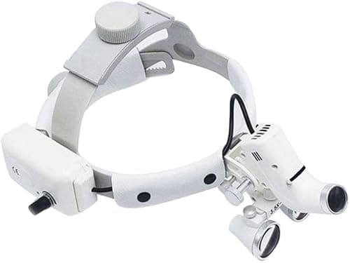 BONEW Headlamp Headlight Headband 5W LED Surgical Medical 3.5X-420mm Magnification Binocular Loupes with Adjustable Lamp Adjustable Pupil Distance Brightness Head Circumference (Silver) — view 3