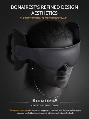 Bonairest Travel Pillow, Airplane Neck Pillow with 3D Eye Mask for Sleeping — view 2