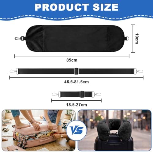 Adiwo Multifunctional Stuffable Travel Pillow, Travel Pillow Stuffable with Clothes, Soft Stuffable Neck Pillow, Fillable for Extra Luggage with Adjustable Straps, for Airplane Camping Train, Black — view 2