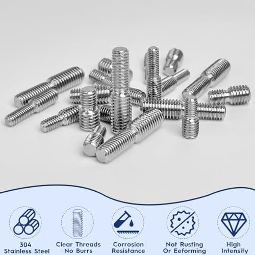20 Pcs Double End Threaded Stud Screw Bolt, 304 Stainless Steel Thread Adapter, Rod Bolts Thread Reducer Screw, Plug to plug, M6x10 to M8, M6x15 to M8, M8x10 to M10, M8x20 to M10 — view 3