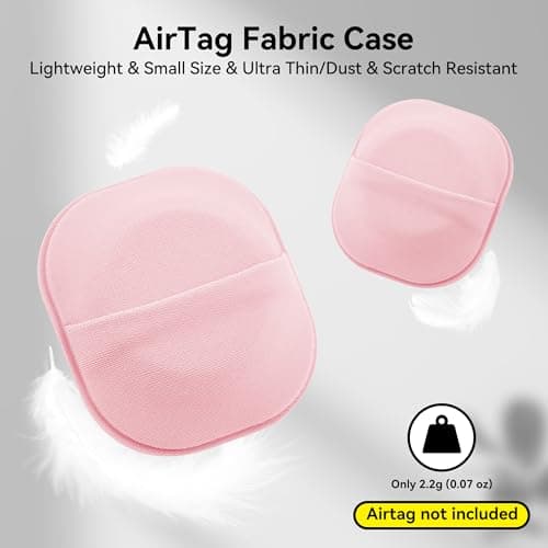 2 Pack for Airtag & Moto Tag Adhesive Mount, Fabric GPS Holder Case with 3M Adhesive Sticker Stick on Wallet/TV Remote/Car/Luggage Bags/Drones, Full Protective Cover for Air Tag, Lightweight, Pink — view 4