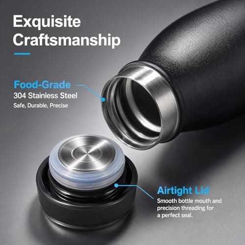 Love-KANKEI 1L Insulated Water Bottles, Stainless Steel Water Bottle Black — view 6