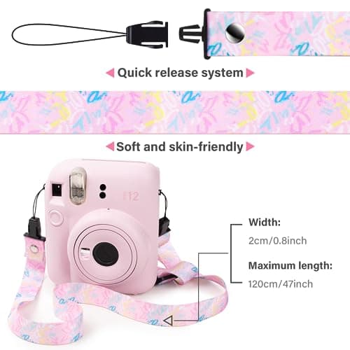 VOVMOEYA Camera Strap, Neck Strap, Lanyard Compatible With Fujifilm Instax Mini Sony ZV-E10 ZV-1 ZV-1F Vlogging Canon R50 M50 Nikon DSLR - Pink — view 2