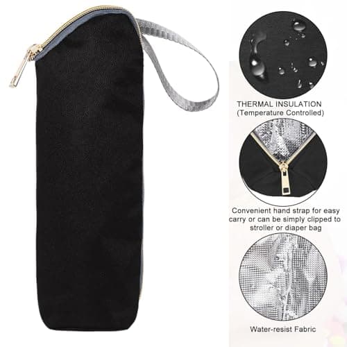 Insulated Bottle Bag for Baby, Bottle Warmer Black Baby Bottles Cooler Bags Portable Travel Thermal Bags for Bottles — view 2