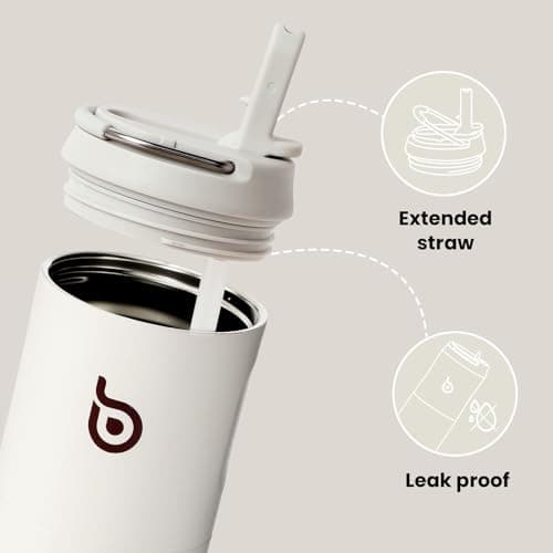 Bottle Bottle Stainless Steel Water Bottle 700ml with Straw and Lid Sports Insulated Metal Water Bottles with Handle(Light Gray) — view 3