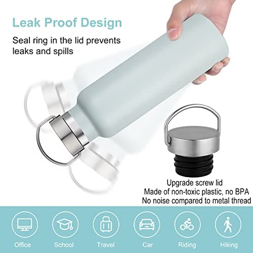 Volhoply Fog Stainless Steel Water Bottles,600 ML Vacuum Insulated Double Wall Travel Bottle with Leak Proof Lid of Handle,Metal Reusable Standard Mouth Flask for School,Hikers,Gift — view 4