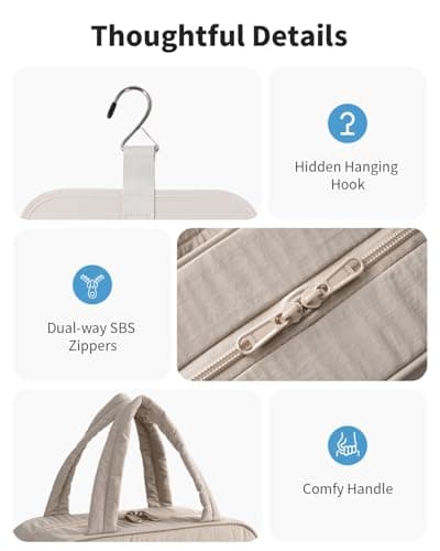 Narwey Toiletry Bags for Women, Hanging Toiletry Bag, Wash Bag Women, Makeup Cosmetic Organizer Gifts for Women, Toiletries Bag for Travel Essentials Accessories (Khaki) — view 6