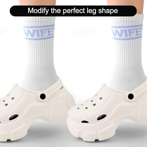 Mikovivi Wifey Socks for Women, Soft Cotton Newlywed Socks with Blue Text Bridal Wedding Gifts Honeymoon Essentials for Wives Birthday Anniversary Engagement — view 6