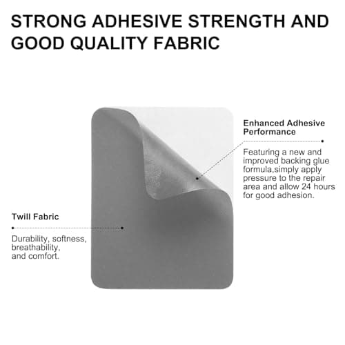 sourcing map 2 Pcs Self-Adhesive Repair Patches 9.5 x 12.5 cm Waterproof Twill Fabric Repair Patch Tape Washable Repair Patch Kit for Down Jackets Clothes Tents Umbrellas Bags, Grey — view 4