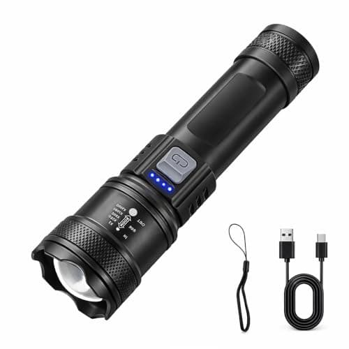 Boulton LED Torch Rechargeable – Super Bright Hand Flashlight Torches with 3 Light Modes, Adjustable Telescopic Zoom, USB Charging and Battery Indicator – Lightweight LED Light Torch